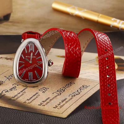 Replica B-vlgari Ladies Snake Leather Bracelet Fashion Watch 27mm